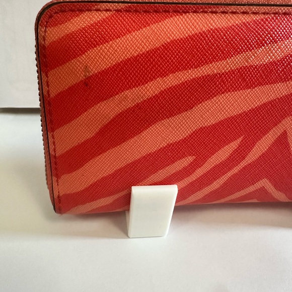 Coach Vibrant Red and Orange Zebra Print Accordion Striped Wallet - Picture 5 of 11